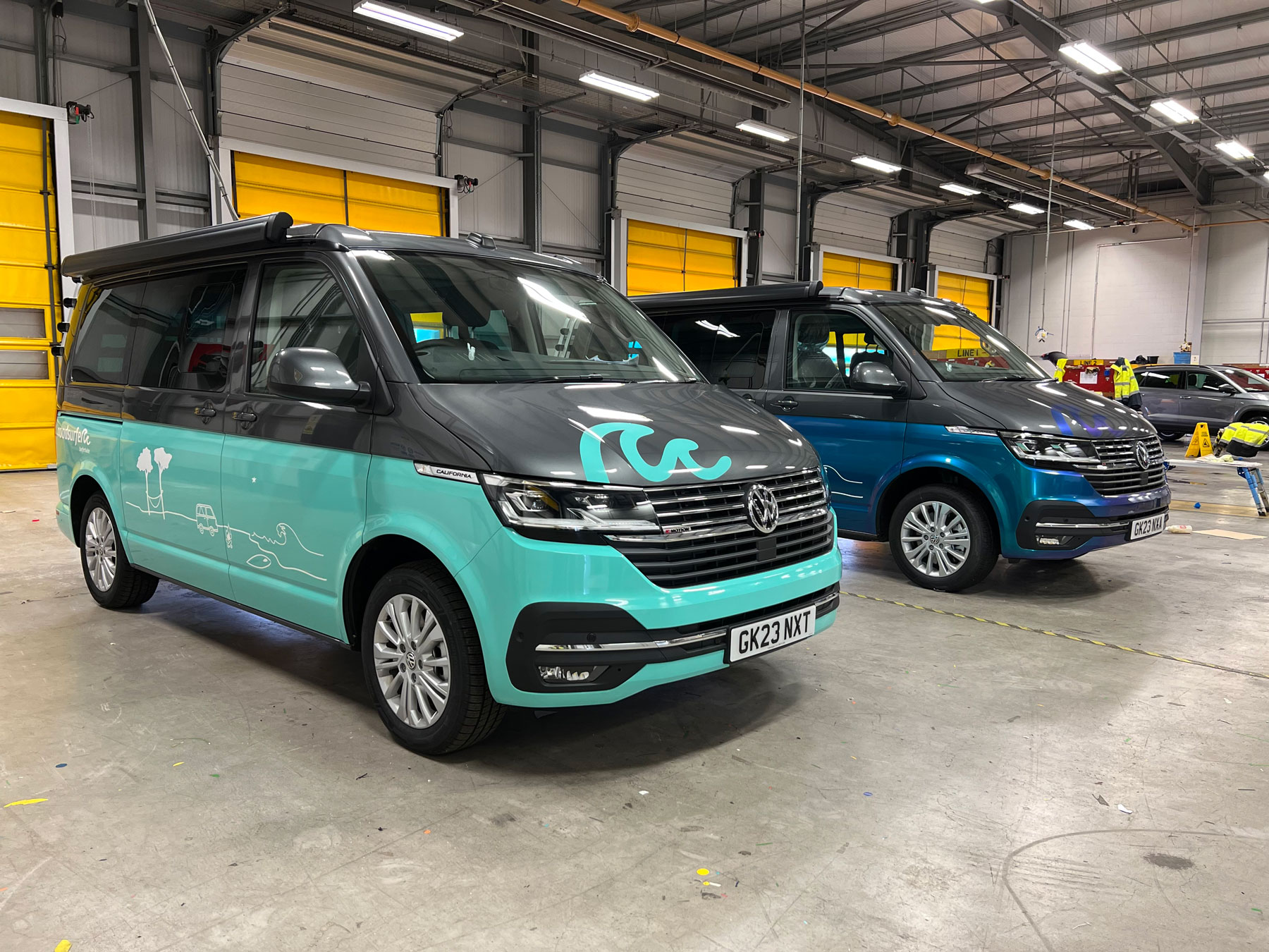 Wrapped camper vans in the workshop