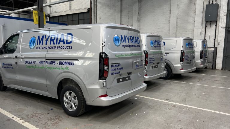 Fleet of Transit vans with graphics